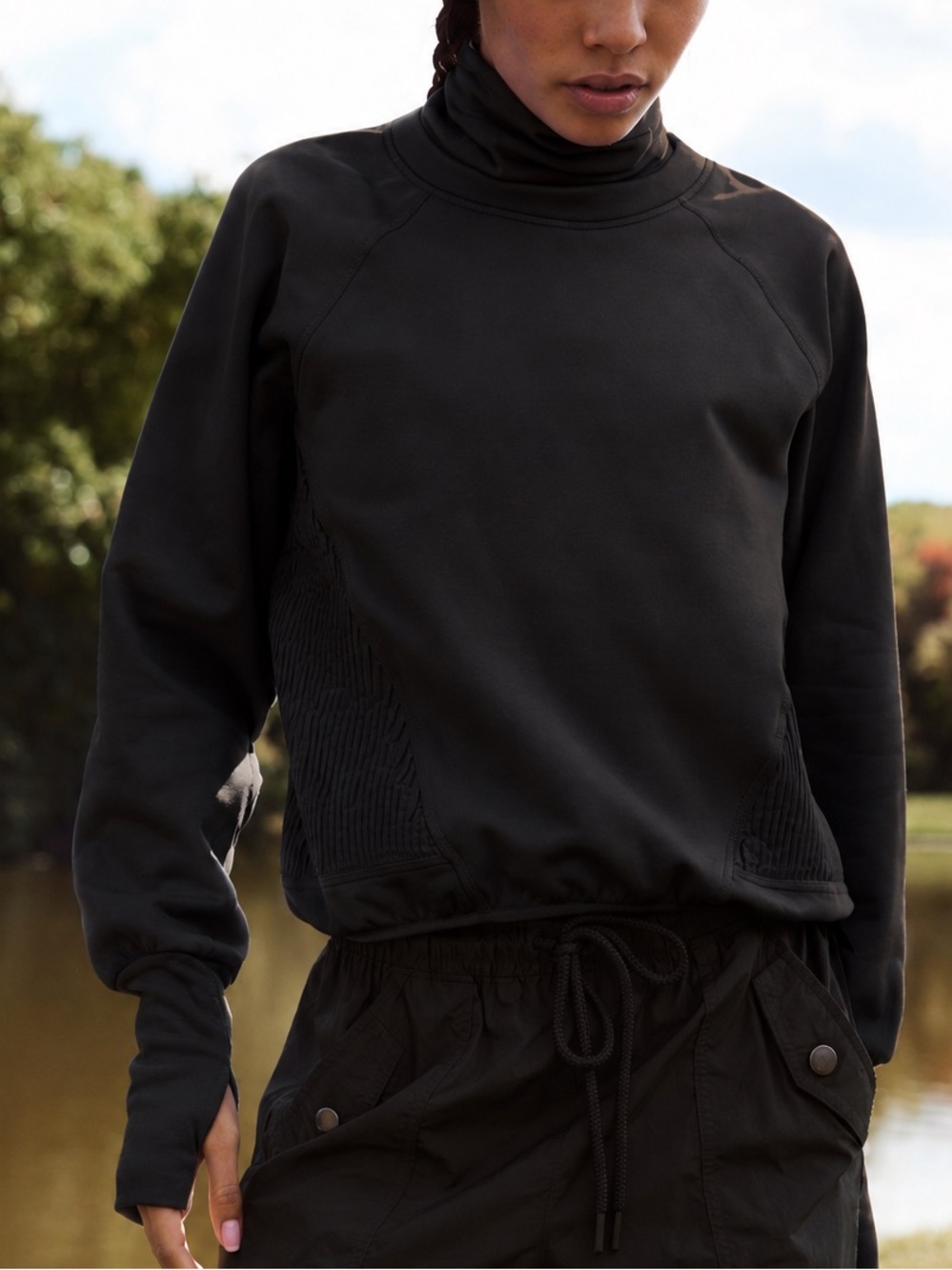 FP Movement Free People Black Keepin Cozy Run Long Sleeve Pullover Small